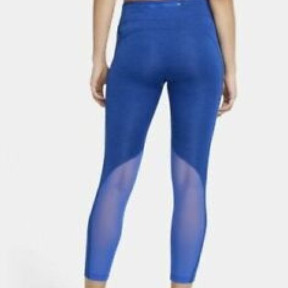 Nike Fast Mid Rise Crop Running Leggings Obsidian Royal/Heather - Picture 6 of 9